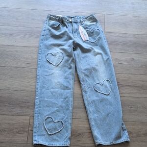Heart Embellished Blue Jeans